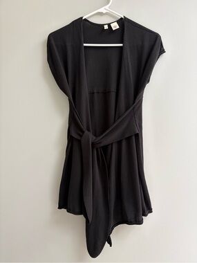 Moth Black Draped Tie-Front Knit Topper